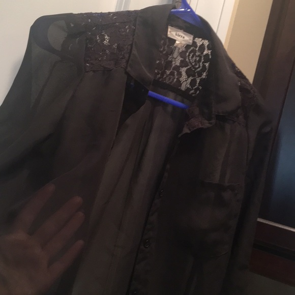 Pacsun sheer black button up blouse - Picture 2 of 4